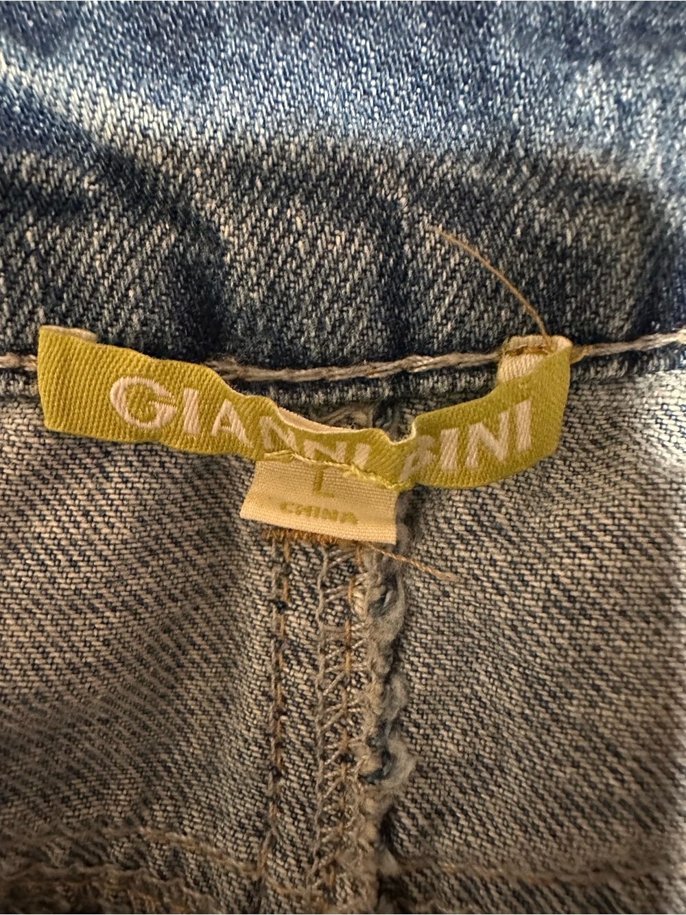 Gianni Bini Two-Tone Blue Denim Patchwork Raw Hem Skirt Size Large - Picture 2 of 10